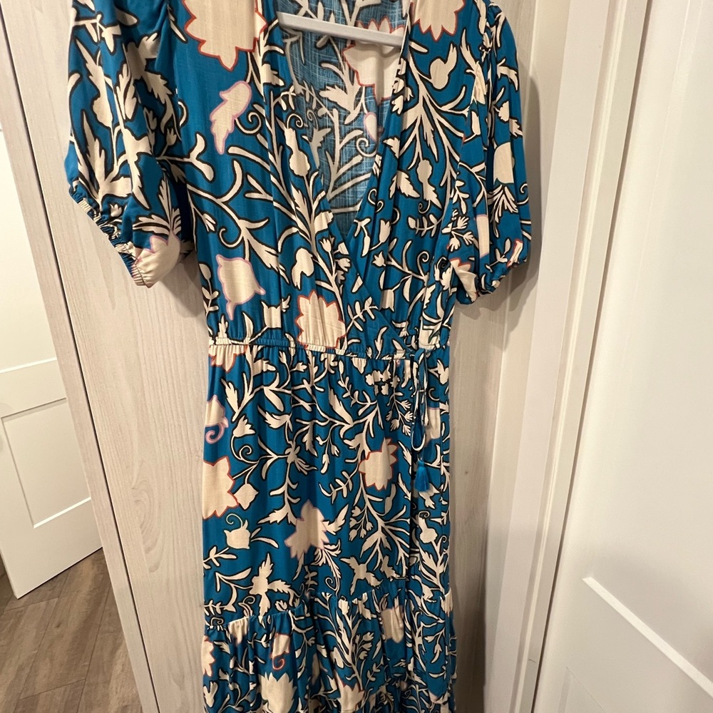 Knox Rose Elegant Blue Floral Dress Size Medium